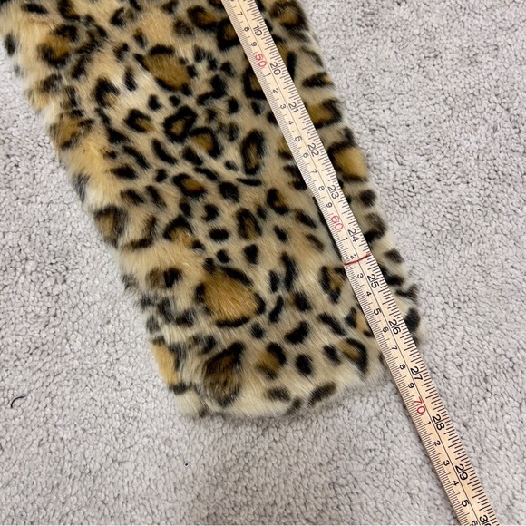 Faux fur leopard coat could fit small peacoat trench pockets snaps mobwife gift - Picture 10 of 12